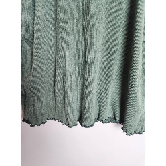 Aerie button front tank sz L lettuce hem Y2K green 90's beachy boho grunge - Picture 4 of 9